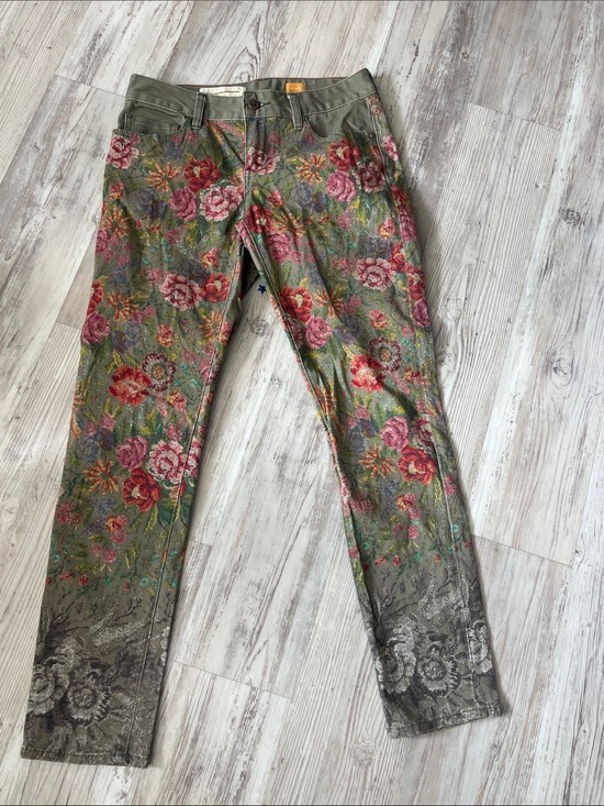 Pilcro and the Letterpress Denim - Anthropologie Pilcro Letterpress Green Floral Jeans NWOT Sz 28